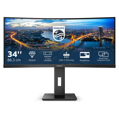 86,4cm/34" (3440x1440) Philips B Line 346B1C 21:9 UWQHD Curved 5ms 100Hz HDMI DP USB-C Speaker Black