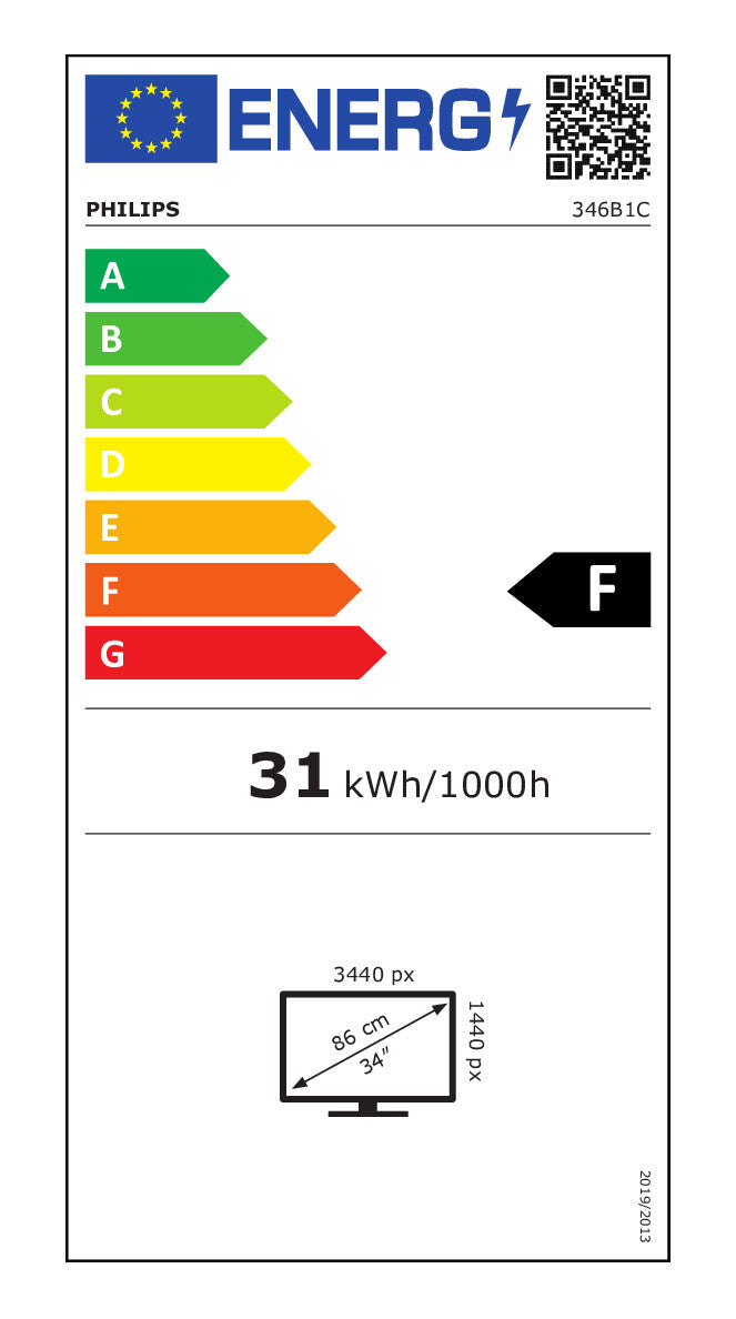 86,4cm/34" (3440x1440) Philips B Line 346B1C 21:9 UWQHD Curved 5ms 100Hz HDMI DP USB-C Speaker Black