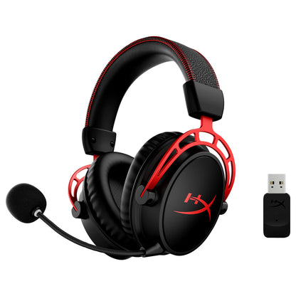 HP HyperX Cloud Alpha Wireless Gaming Headset - Virtual 7.1-Surround/DTS Headphone:X 2.0/Spatial Audio/Over-Ear - schwarz/rot