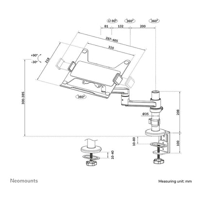 Neomounts DS20-425BL1 Tischhalterung für Laptops Gelenkarm (11.6" - 17.3") max 5kg - Schwarz