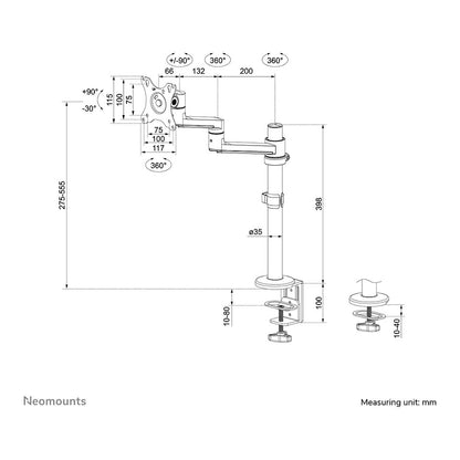 Neomounts DS60-425BL1 Tischhalterung für 17-27" Bildschirme - Schwarz