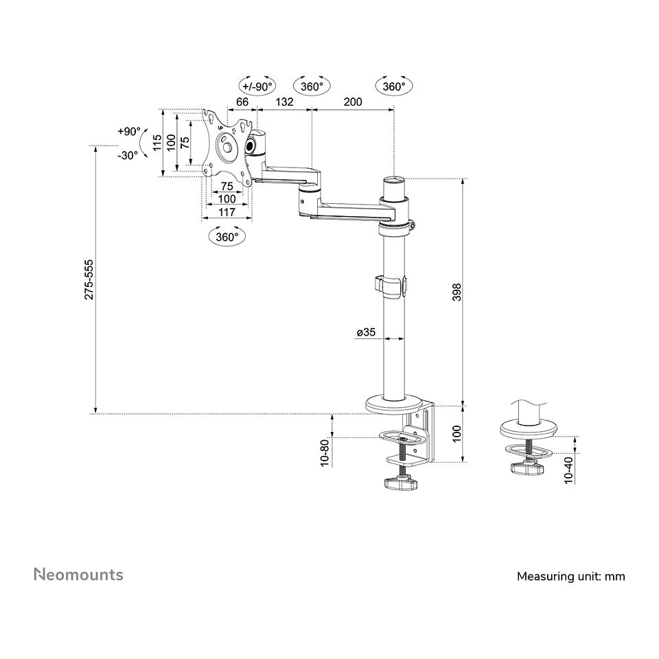 Neomounts DS60-425WH1 Tischhalterung für 17-27" Bildschirme - Weiß