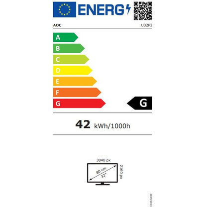 80cm/31,5" (3840x2160) AOC P2 U32P2 4K UHD LED 75Hz 4ms USB3.2 2xHDMI DP LS Pivot Black
