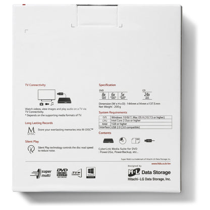 HLDS GP60NW60 DVD-Brenner ultra slim extern USB 2.0 weiss