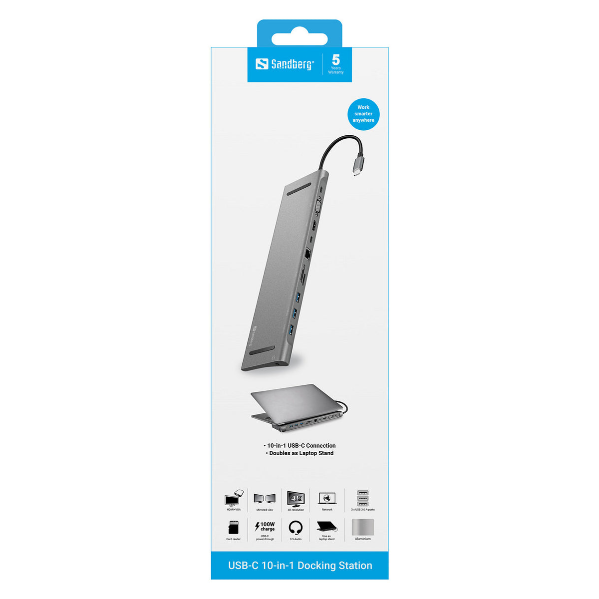 Sandberg 136-31 USB-C 10-in-1 PD 100W 4K DockingStation