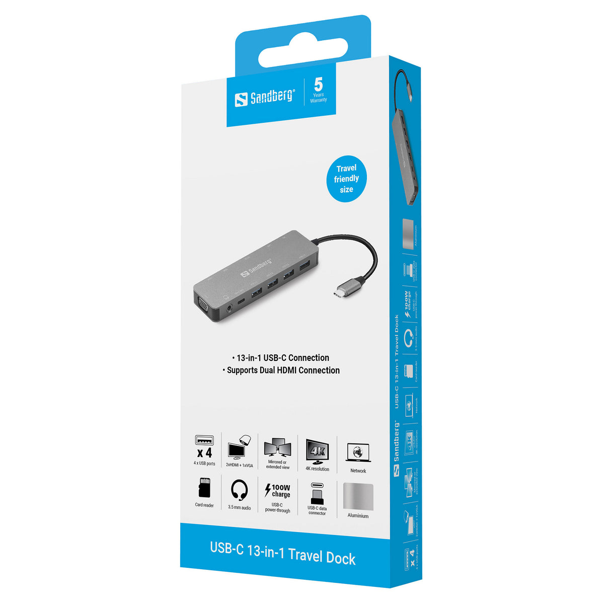 Sandberg 136-45 USB-C 13-in-1 PD 100W TravelDock