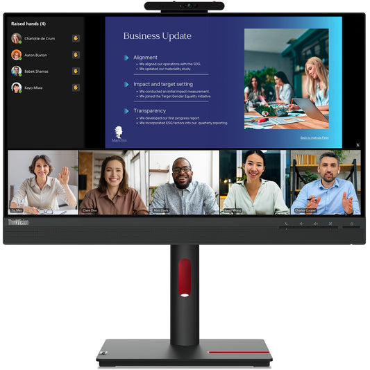 61cm/24" (1920x1080) Lenovo ThinkVision T24v-30 16:9 FHD IPS 75Hz 4ms HDMI VGA DP Speaker Webcam Black