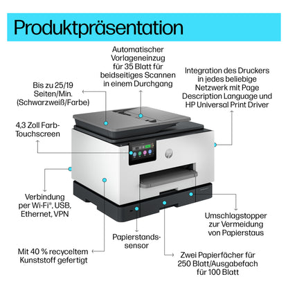 T HP OfficeJet Pro 9130b Tinte-Multifunktionsdrucker 4in1 A4 LAN WLAN ADF Duplex