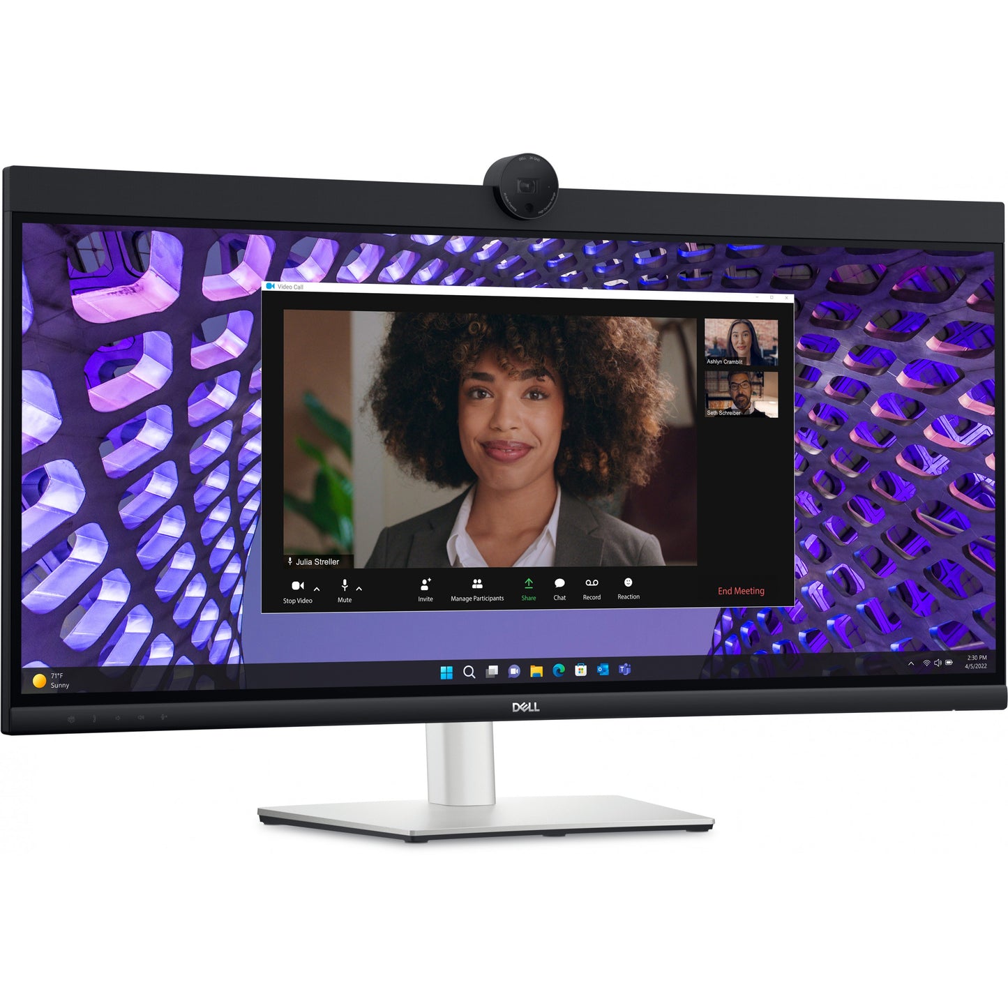 86,71cm/34" (3440x1440) Dell P3424WEB 21:9 Curved WQHD IPS 60Hz 5ms HDMI DP RJ45 Webcam USB-C VESA Black/Silver