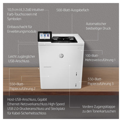L HP LaserJet Enterprise M612dn S/W-Laserdrucker 71 S./Min. LAN Duplex