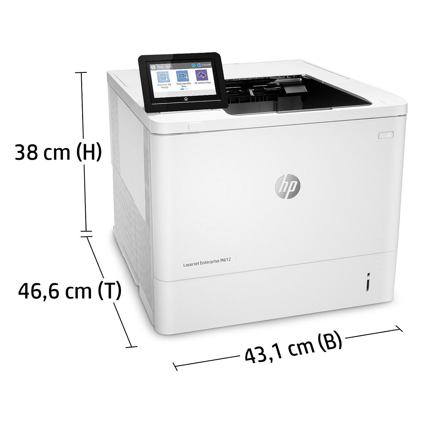 L HP LaserJet Enterprise M612dn S/W-Laserdrucker 71 S./Min. LAN Duplex