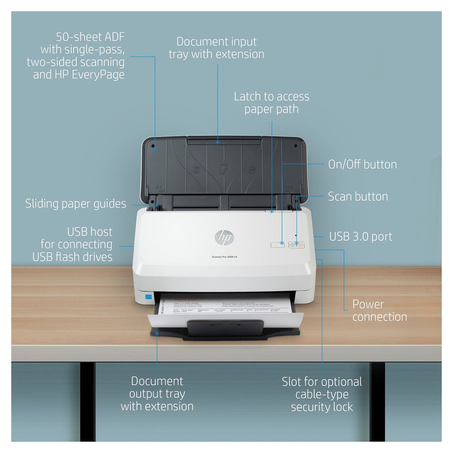 HP Scanjet Pro 3000 s4 Dokumentenscanner 40 S./Min. USB 3.0 ADF Duplex
