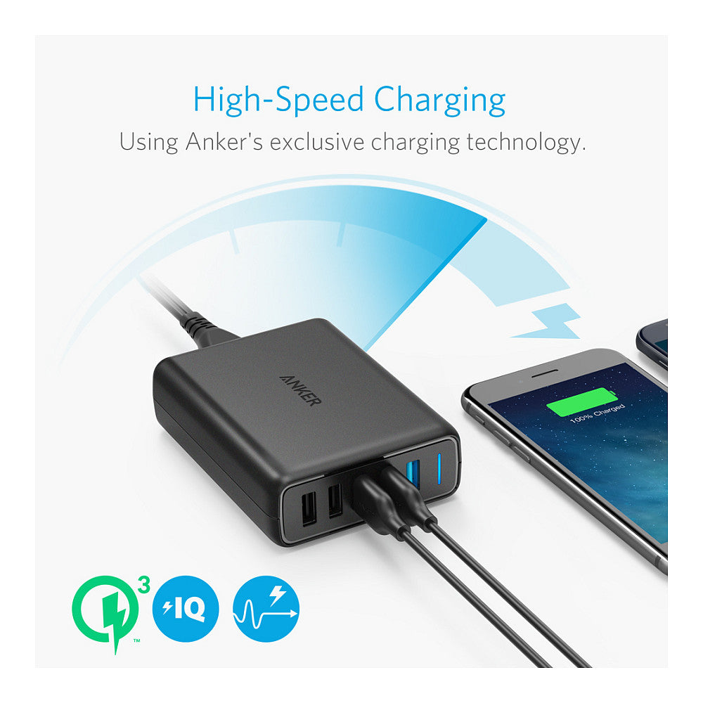 Anker PowerPort Speed 5 Charger 5-Port USB-A 63W black