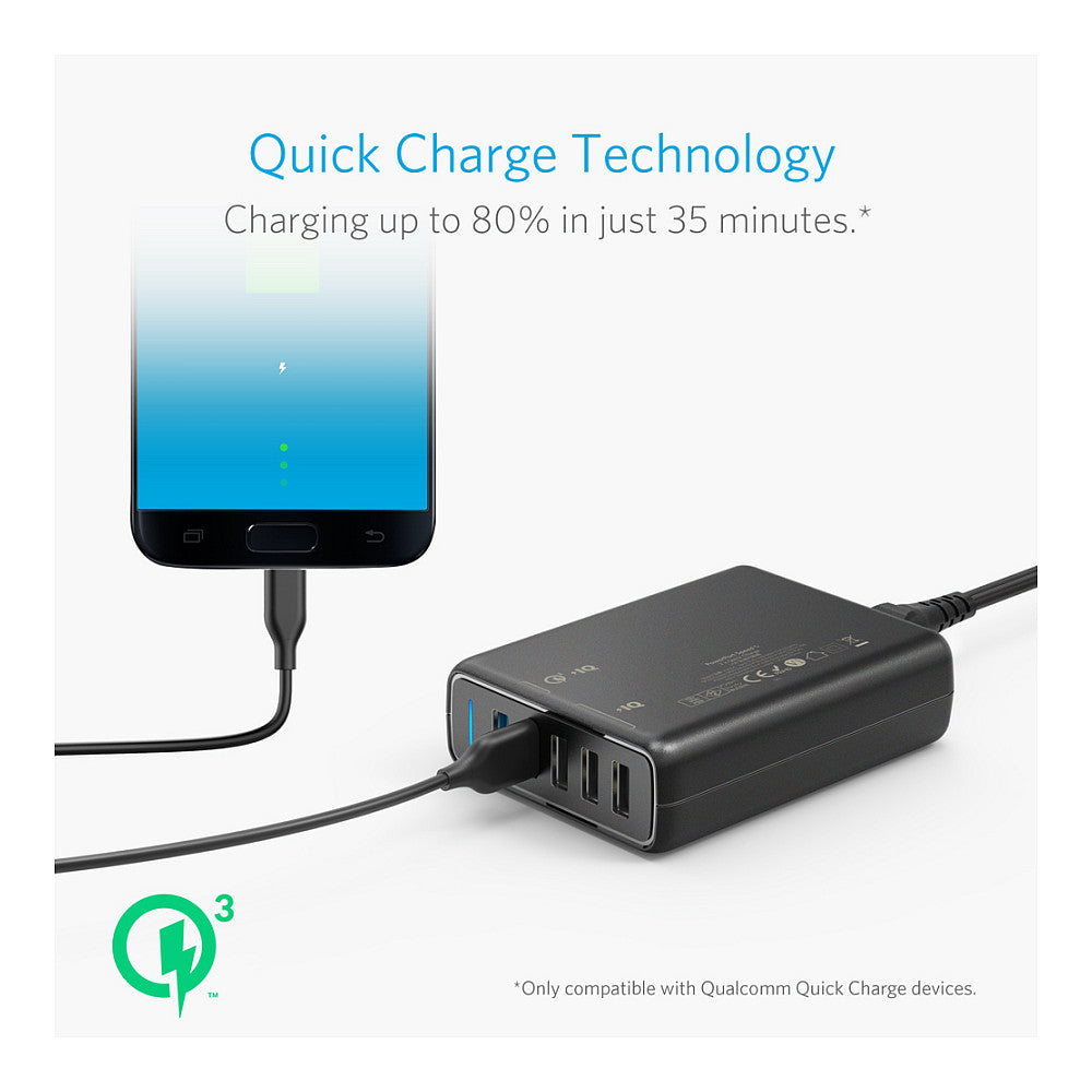 Anker PowerPort Speed 5 Charger 5-Port USB-A 63W black