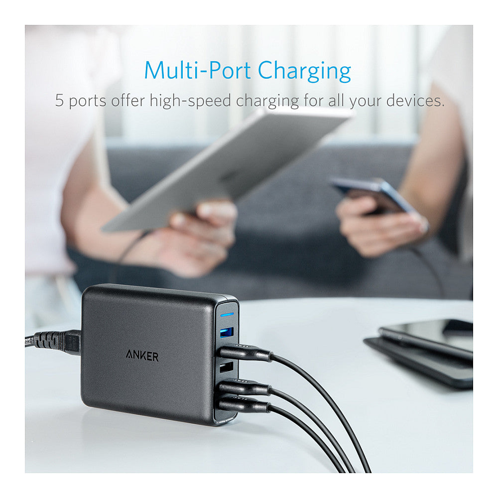 Anker PowerPort Speed 5 Charger 5-Port USB-A 63W black