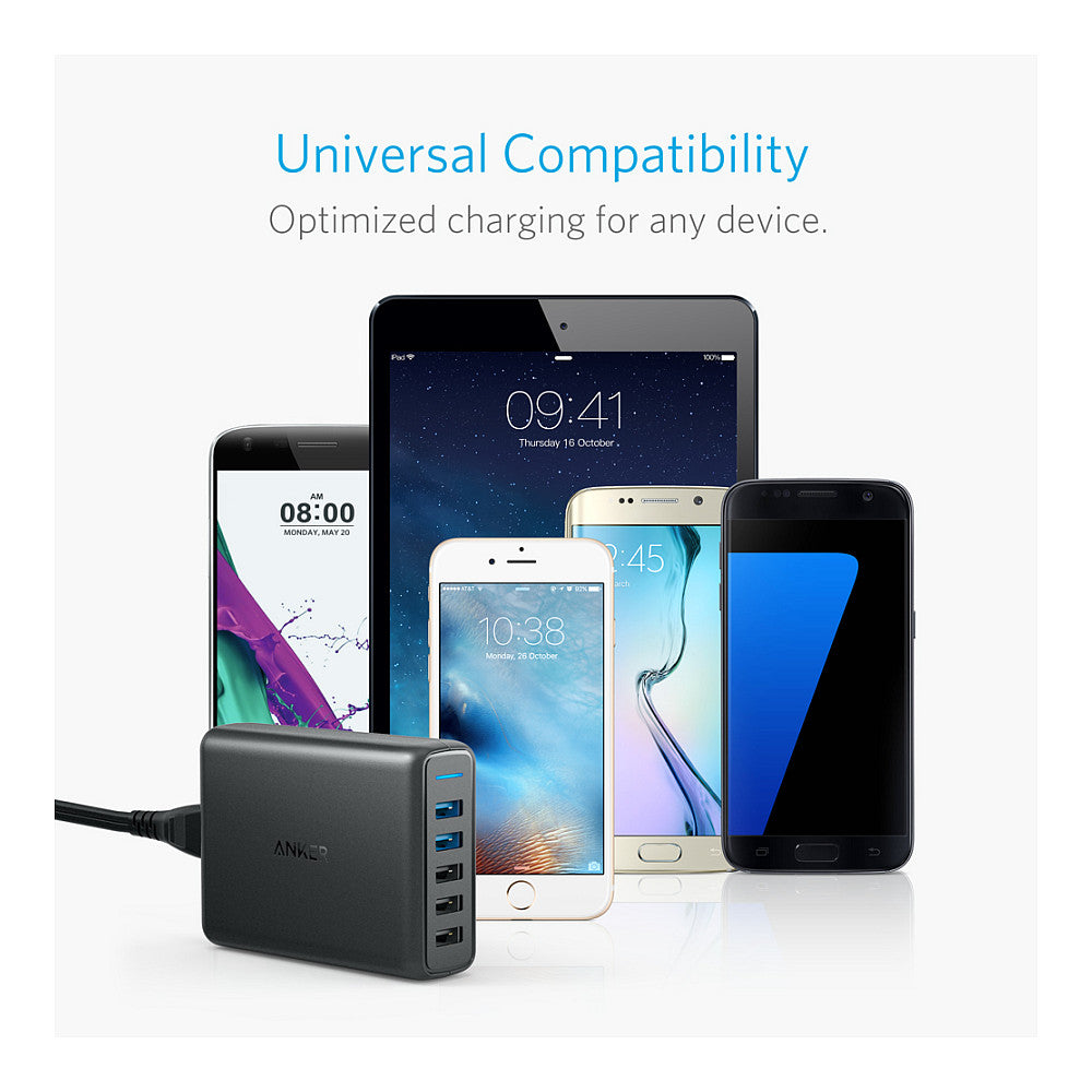 Anker PowerPort Speed 5 Charger 5-Port USB-A 63W black