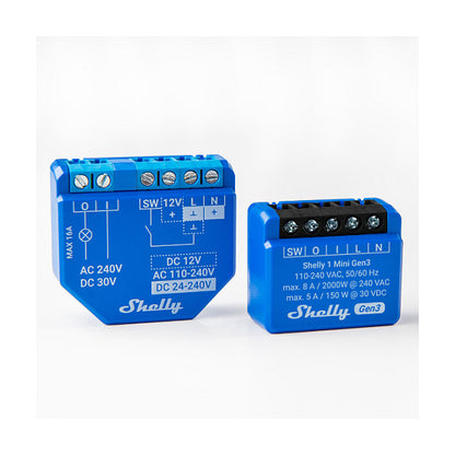 Shelly Relais "1 Mini Gen. 3" WLAN BT max. 8A 1 Kanal Unterputz