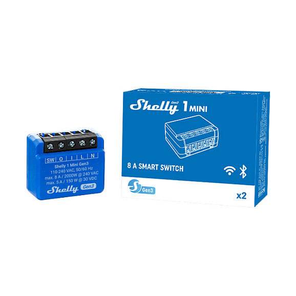 Shelly Relais "1 Mini Gen. 3" WLAN BT max. 8A 1 Kanal Unterputz
