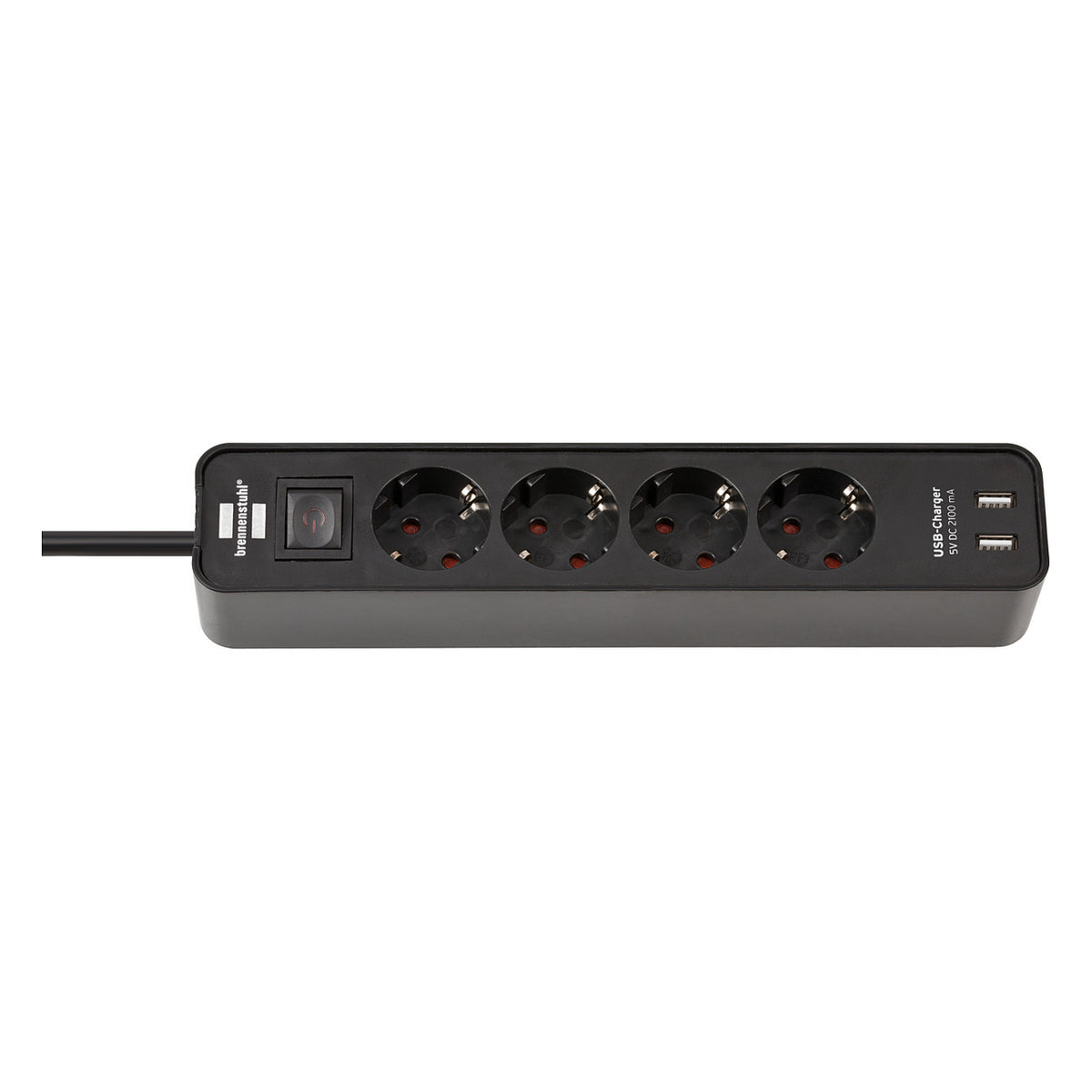 Steckdosenleiste 4xStecker 2xUSB-Port Schalter Brennenstuhl Ecolor