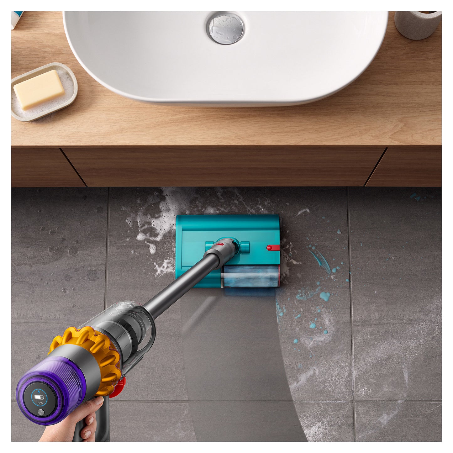 Dyson V15s Detect Submarine Nass- und Trockenstaubsauger (Nickel/Blau)