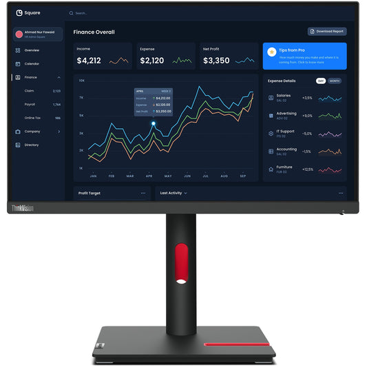 54,6cm/21,5" (1920x1080) Lenovo ThinkVision T22i-30 16:9 FHD IPS 60Hz 4ms HDMI VGA DP USB Pivot Black