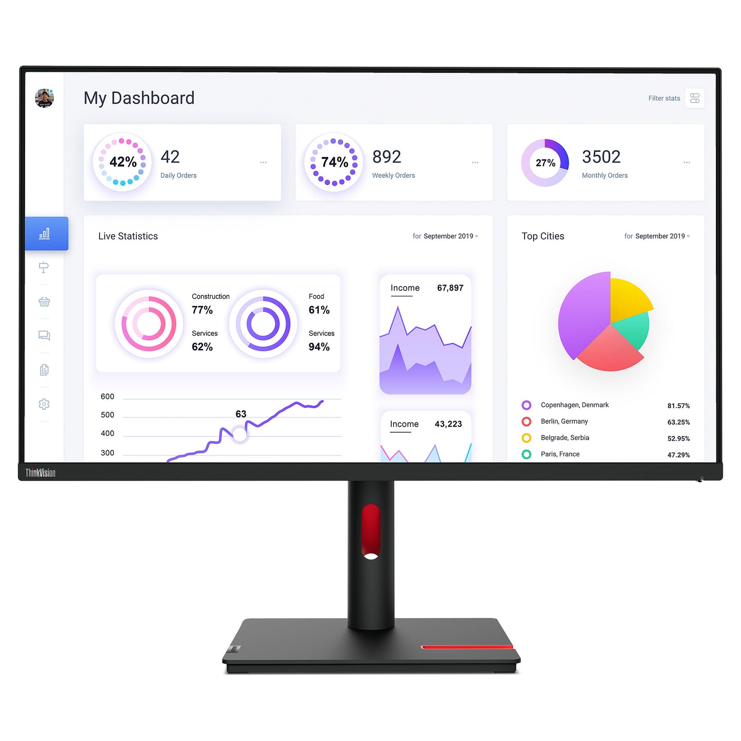 80cm/31,5" (3840x2160) Lenovo ThinkVision T32p-30 16:9 4K IPS 4ms 60Hz HDMI DP USB-C Pivot Black