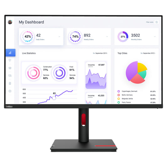 80cm/31,5" (3840x2160) Lenovo ThinkVision T32p-30 16:9 4K IPS 4ms 60Hz HDMI DP USB-C Pivot Black
