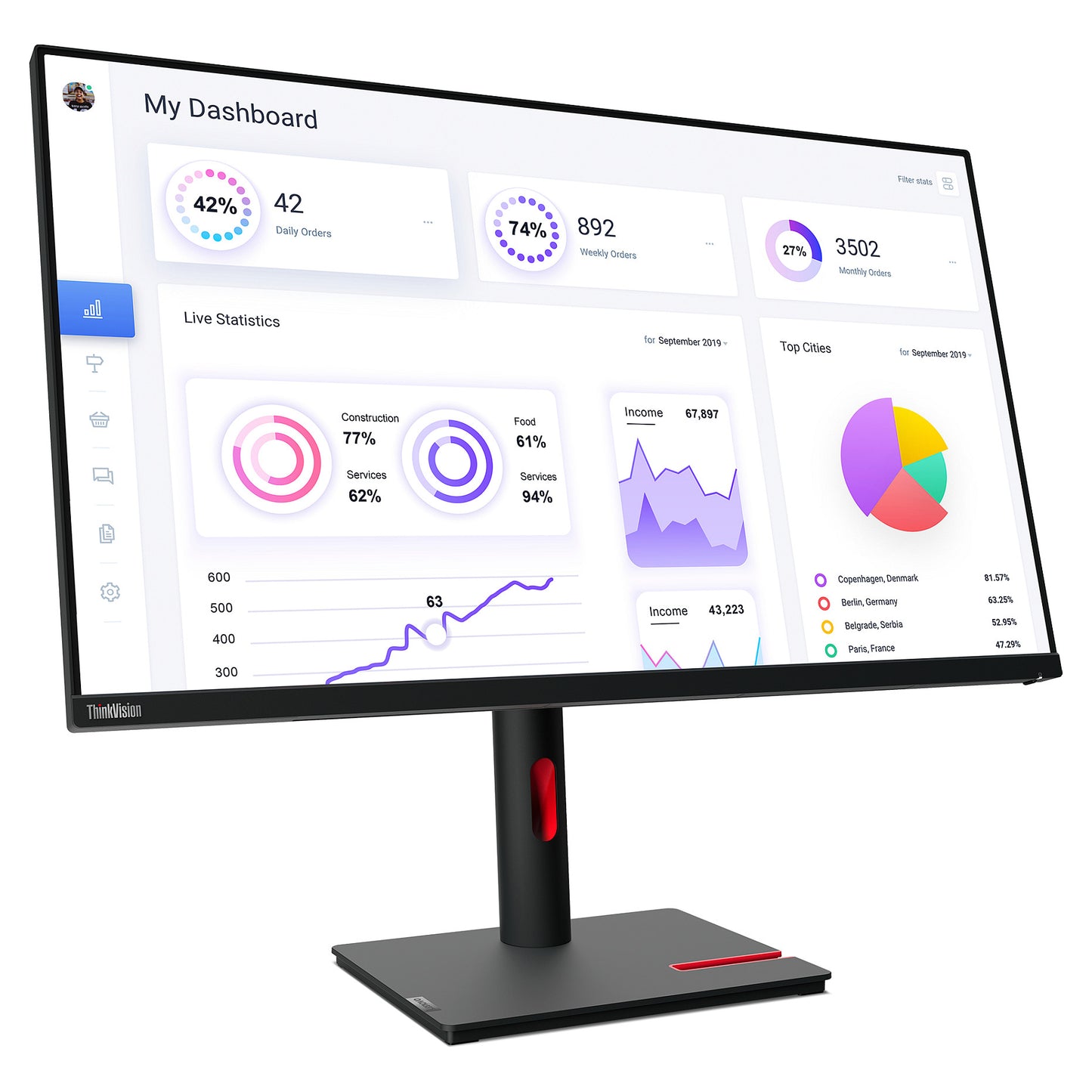 80cm/31,5" (3840x2160) Lenovo ThinkVision T32p-30 16:9 4K IPS 4ms 60Hz HDMI DP USB-C Pivot Black