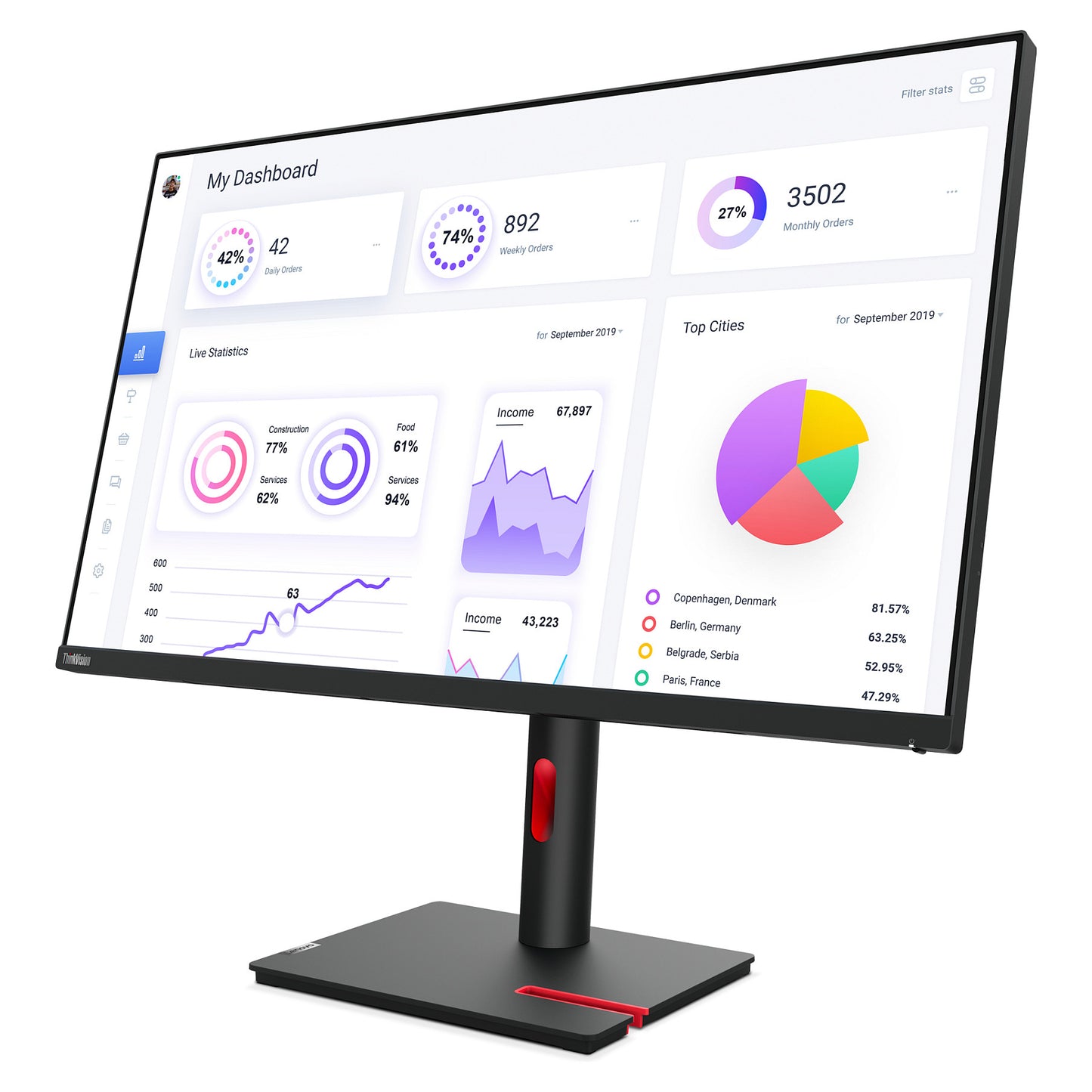 80cm/31,5" (3840x2160) Lenovo ThinkVision T32p-30 16:9 4K IPS 4ms 60Hz HDMI DP USB-C Pivot Black