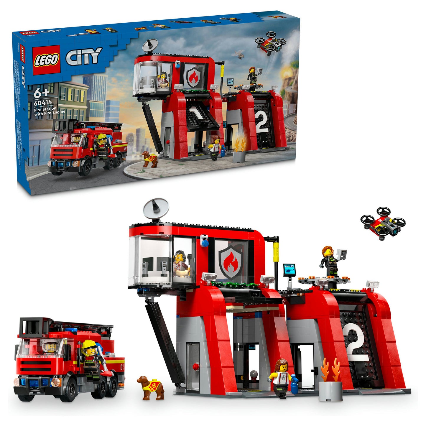 LEGO City Feuerwehrstation mit Drehleiterfahrzeug 60414