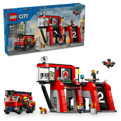 LEGO City Feuerwehrstation mit Drehleiterfahrzeug 60414