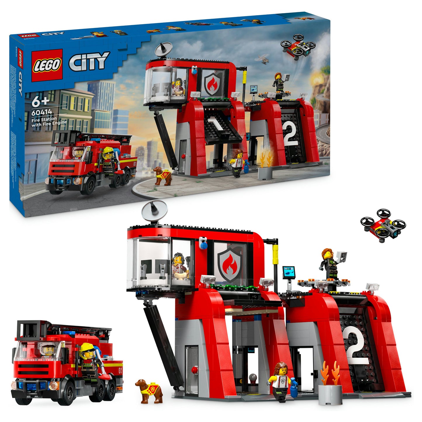 LEGO City Feuerwehrstation mit Drehleiterfahrzeug 60414