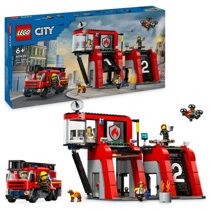 LEGO City Feuerwehrstation mit Drehleiterfahrzeug 60414