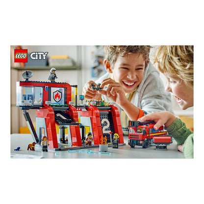 LEGO City Feuerwehrstation mit Drehleiterfahrzeug 60414