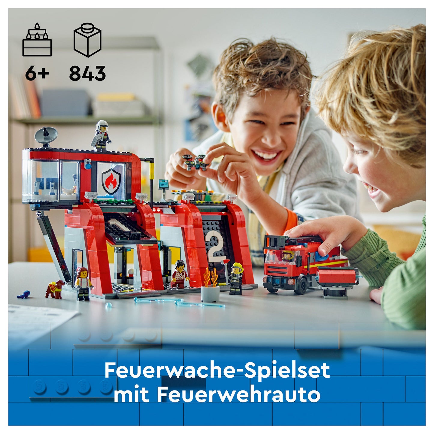 LEGO City Feuerwehrstation mit Drehleiterfahrzeug 60414
