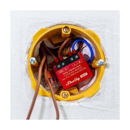 Shelly Relais "1PM Mini Gen. 3" WLAN BT Messfunktion max 8A 1 Kanal Unterputz