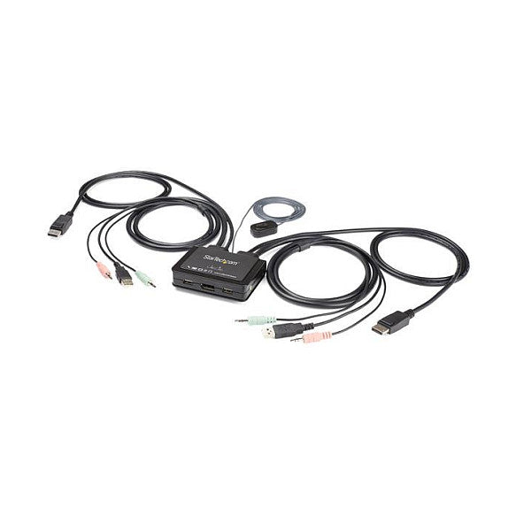 KVM Switch 2xKVM 2xDP-M 1xDP-W 2xUSB-M&W 4xAudio Ausgang Klinke 2xAudio Eingang Klinke StarTech Black