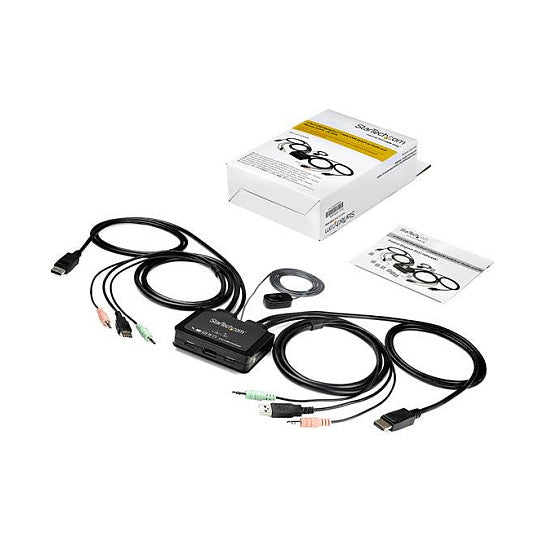 KVM Switch 2xKVM 2xDP-M 1xDP-W 2xUSB-M&W 4xAudio Ausgang Klinke 2xAudio Eingang Klinke StarTech Black