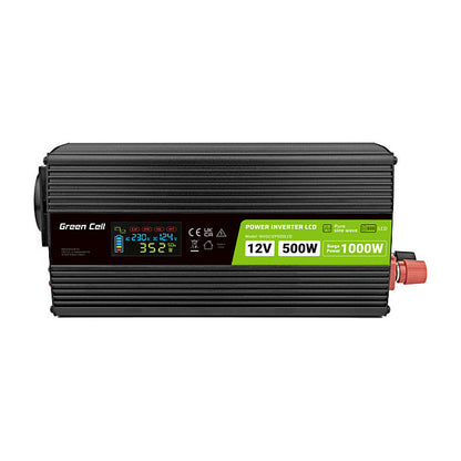 Green Cell KFZ Spannungswandler Power Inverter 12V > 230V 500W/1000W Display