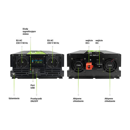 Green Cell KFZ Spannungswandler Power Inverter 12V > 230V 2000W/4000W Display