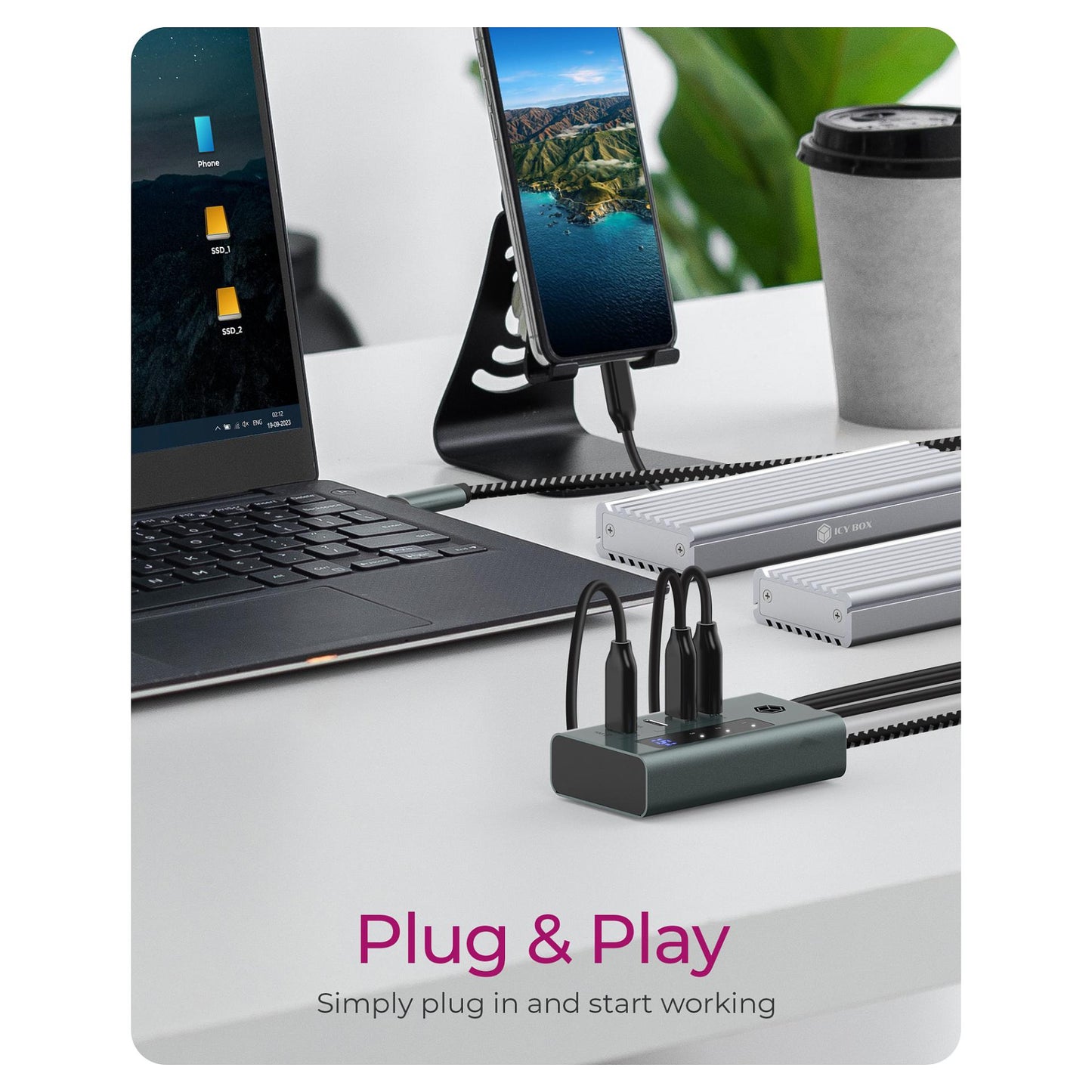 ICY BOX IB-HUB1454-C31 USB-C HUB 4-Port 4xUSB-C Display