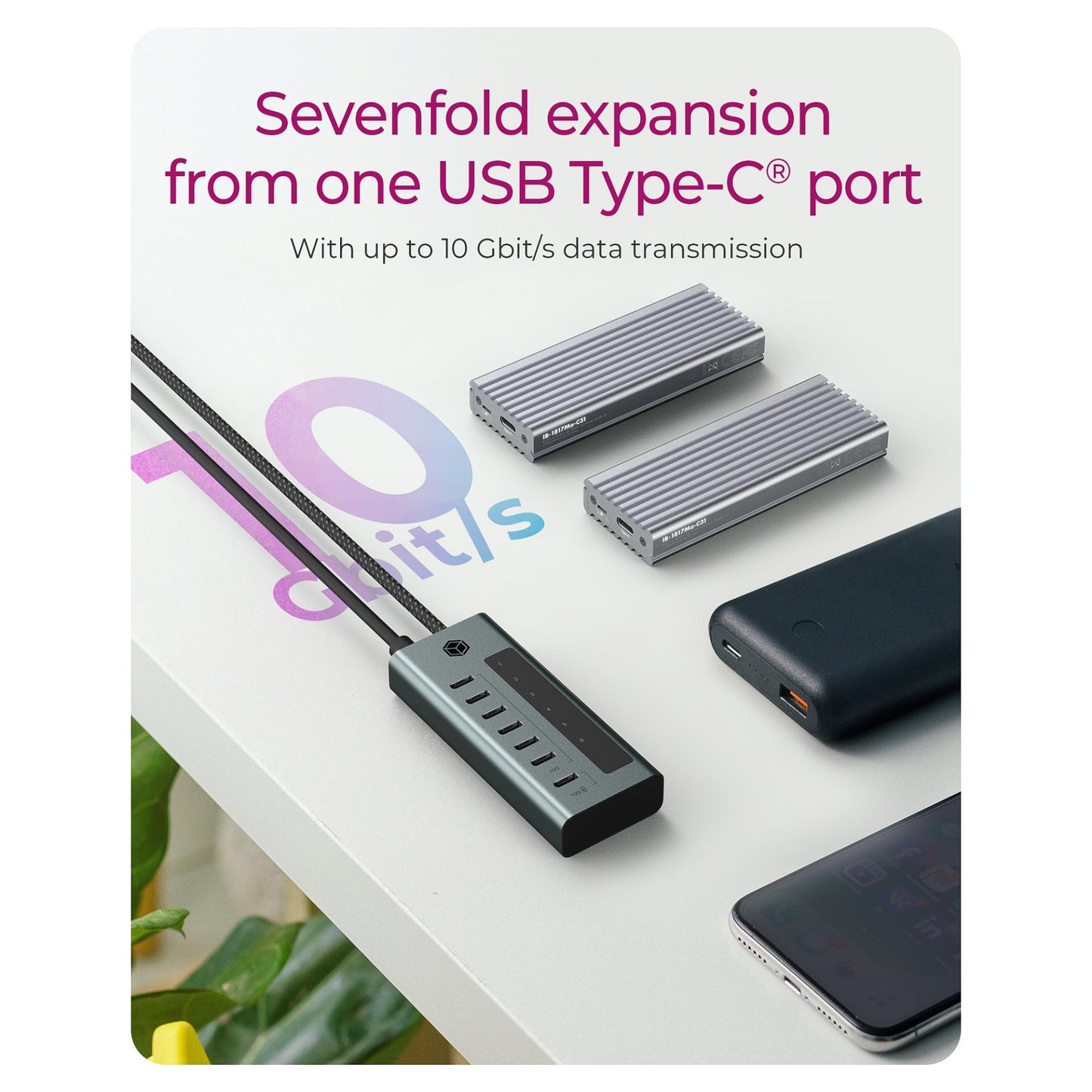 ICY BOX IB-HUB1457-C31 USB-C HUB 7-Port 7xUSB-C Display