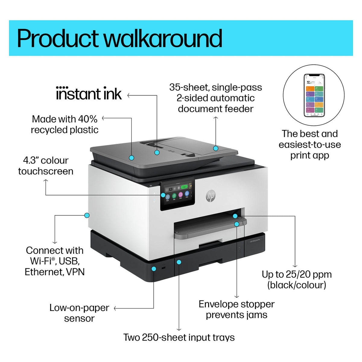 HP OfficeJet Pro 9132e Tinte-Multifunktionsdrucker 4in1 HP+ A4 LAN WiFi ADF Duplex