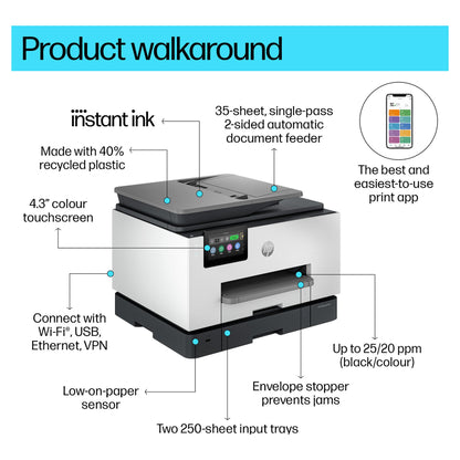 HP OfficeJet Pro 9132e Tinte-Multifunktionsdrucker 4in1 HP+ A4 LAN WiFi ADF Duplex