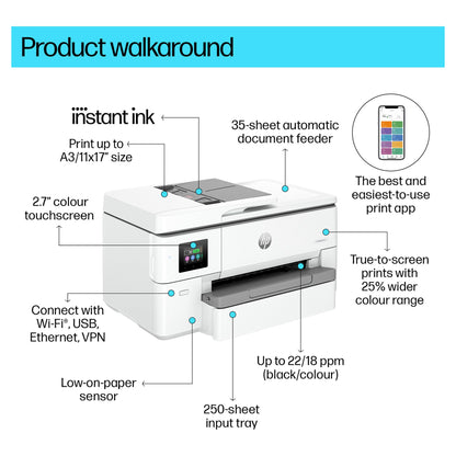 T HP OfficeJet Pro 9720e Tinte-Multifunktionsdrucker 3in1 HP+ A3 LAN WiFi ADF Duplex