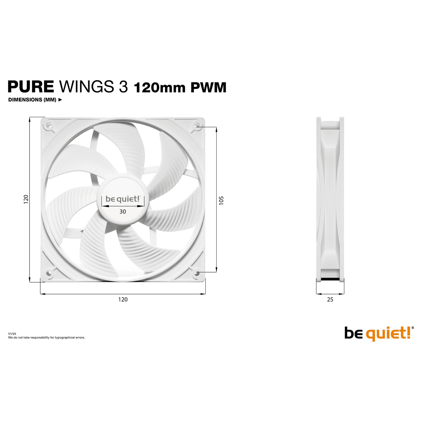 120mm be quiet! Pure Wings 3 PWM white