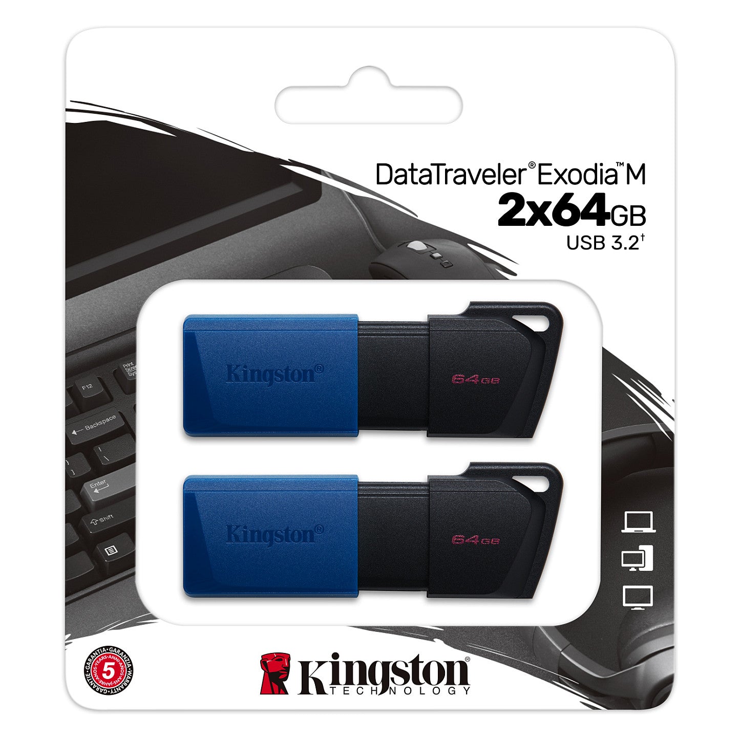STICK 64GB USB 3.2 Kingston DataTraveler Exodia M 2er Pack Black/Blue