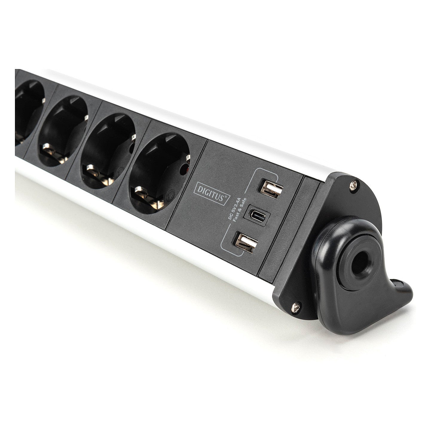Digitus 6-Fach Steckdosenleiste mit 2xUSB-A; 1xUSB-C und Schalter Schwarz/Silver