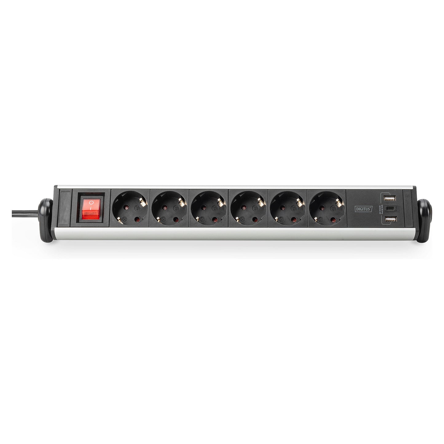 Digitus 6-Fach Steckdosenleiste mit 2xUSB-A; 1xUSB-C und Schalter Schwarz/Silver