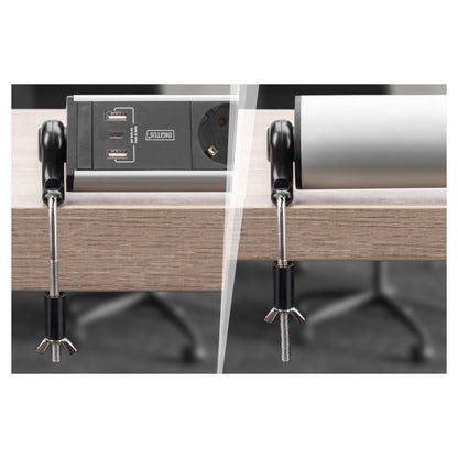 Digitus 6-Fach Steckdosenleiste mit 2xUSB-A; 1xUSB-C und Schalter Schwarz/Silver